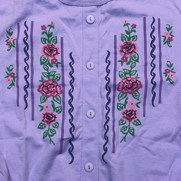 Vintage‎ Adrian Delafield Women’s Small Purple Lilac Heart Sweater Flowers - Picture 1 of 6